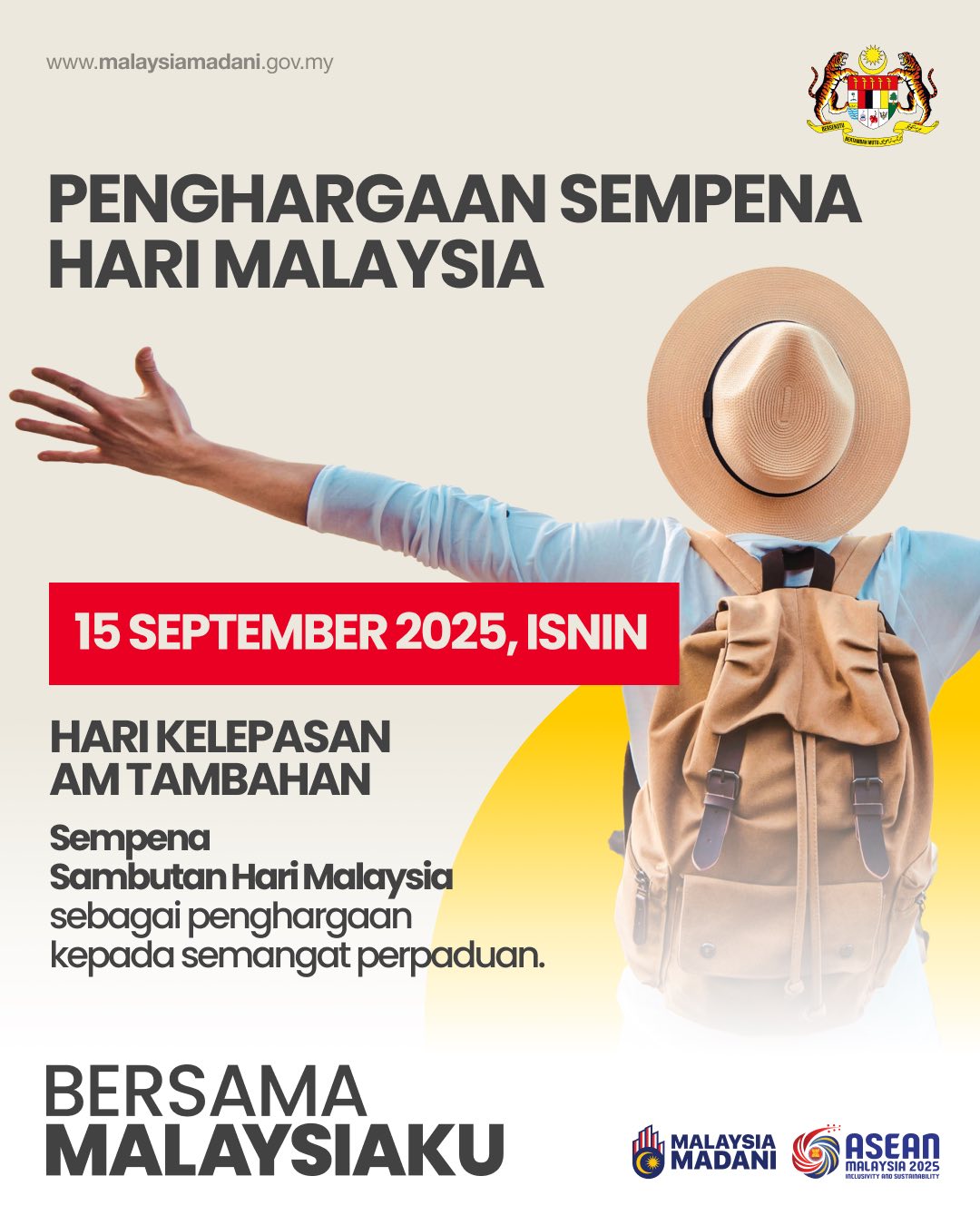 15 September as Additional Public Holiday for Malaysia Day